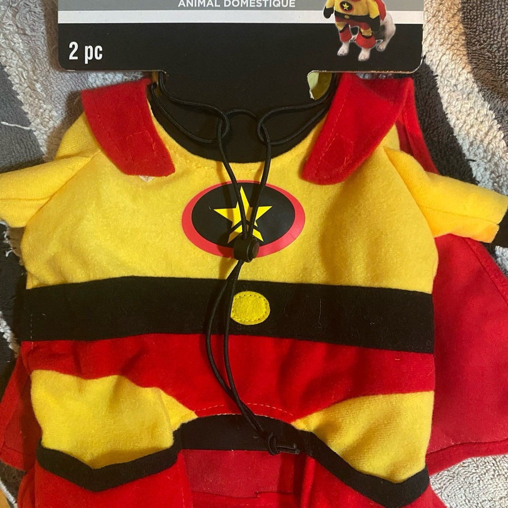 Superhero Dog Costume in Red and Yellow